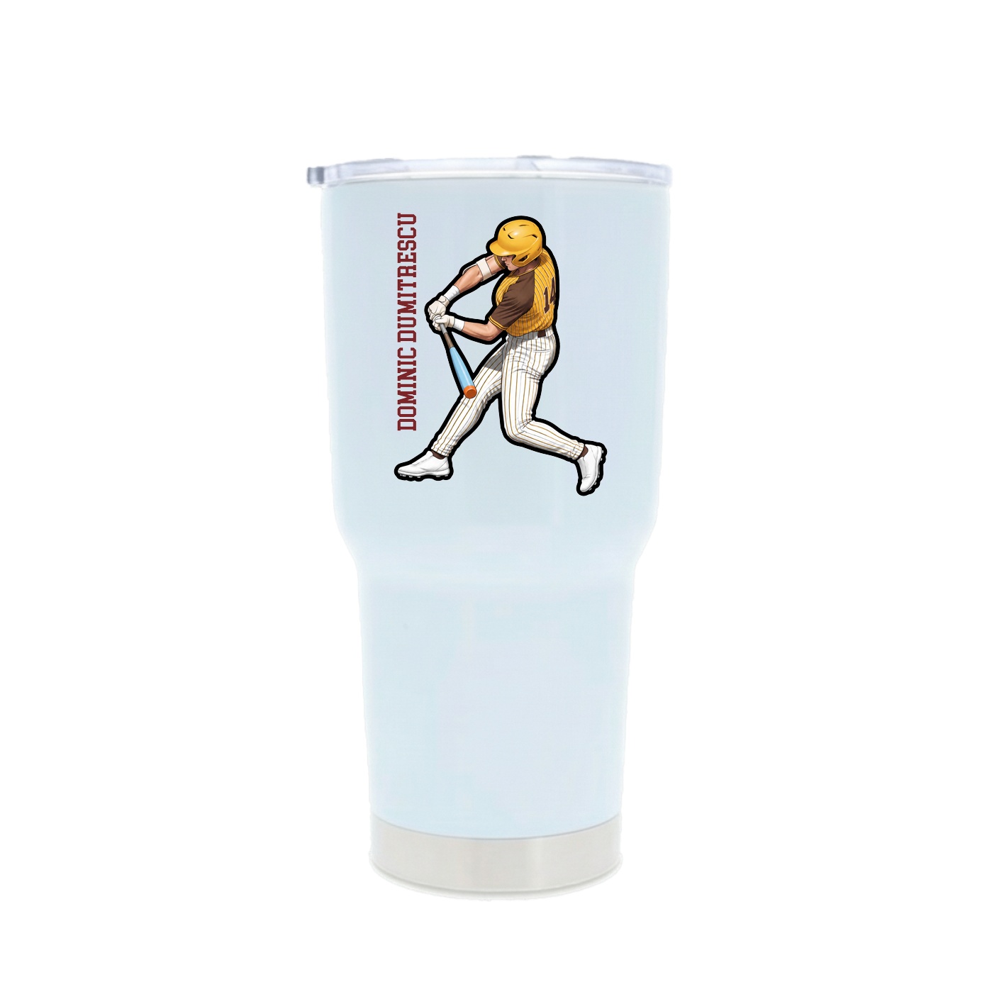 30oz Stainless Steel Tumbler — Name Vertical in White