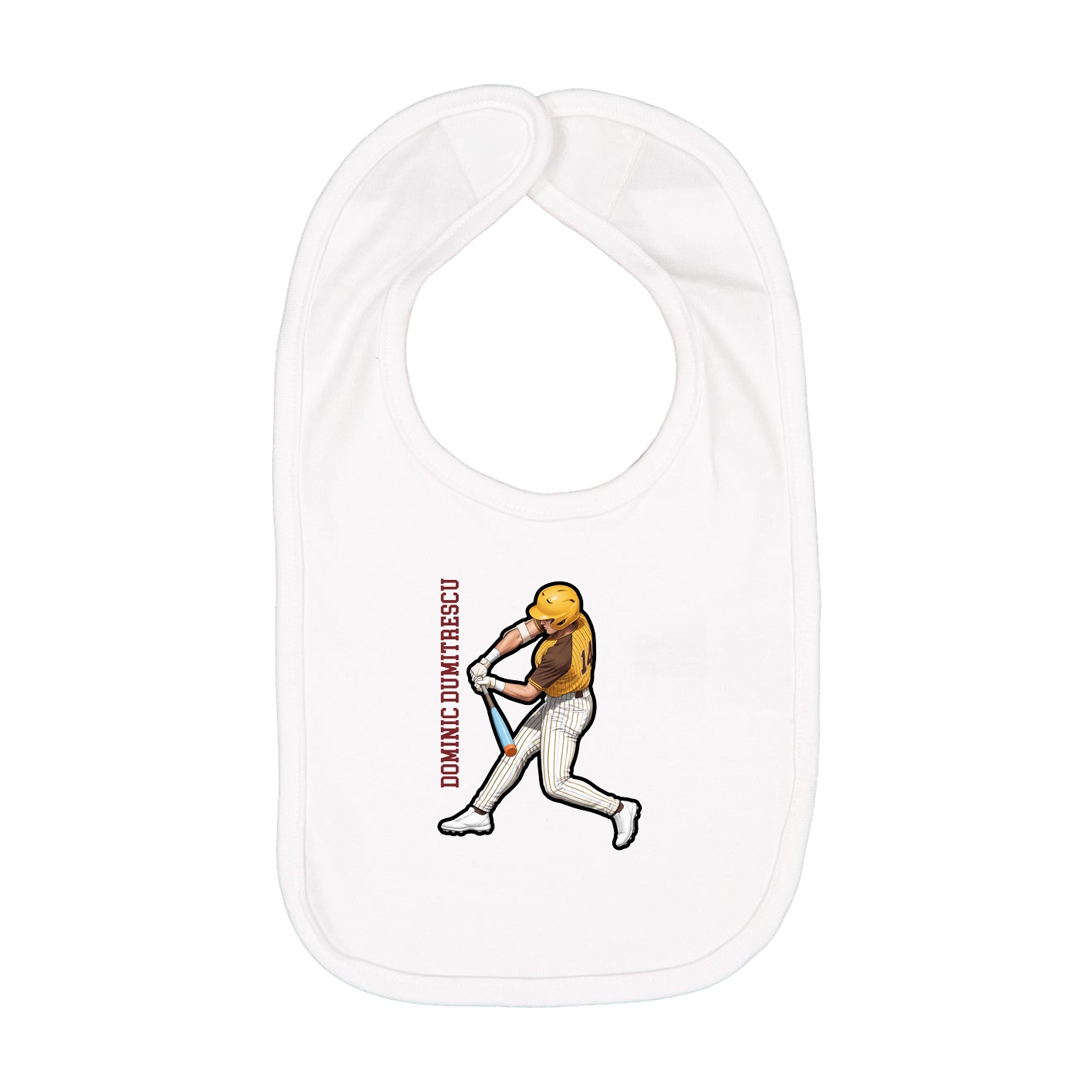 Infant Bib — Name Vertical in White