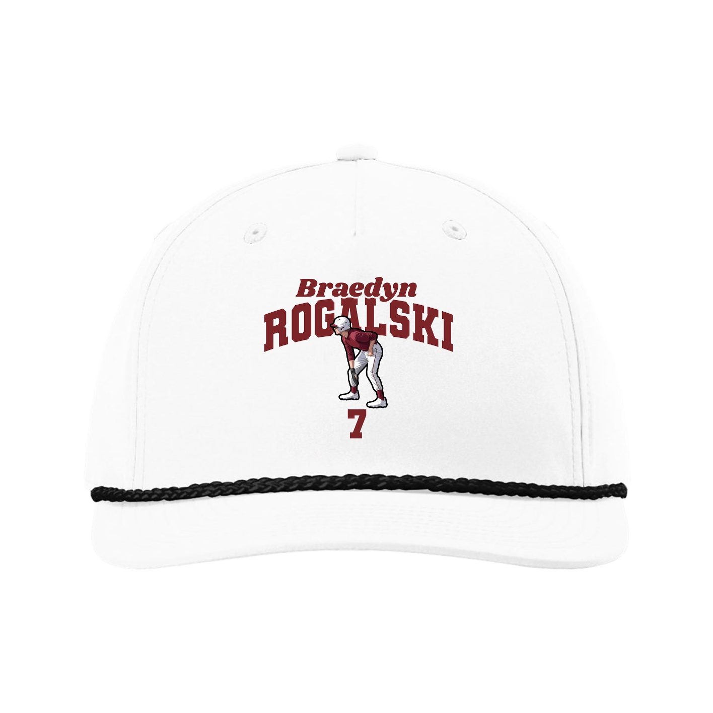 Five-Panel Classic Rope Cap — Signature Arch in White