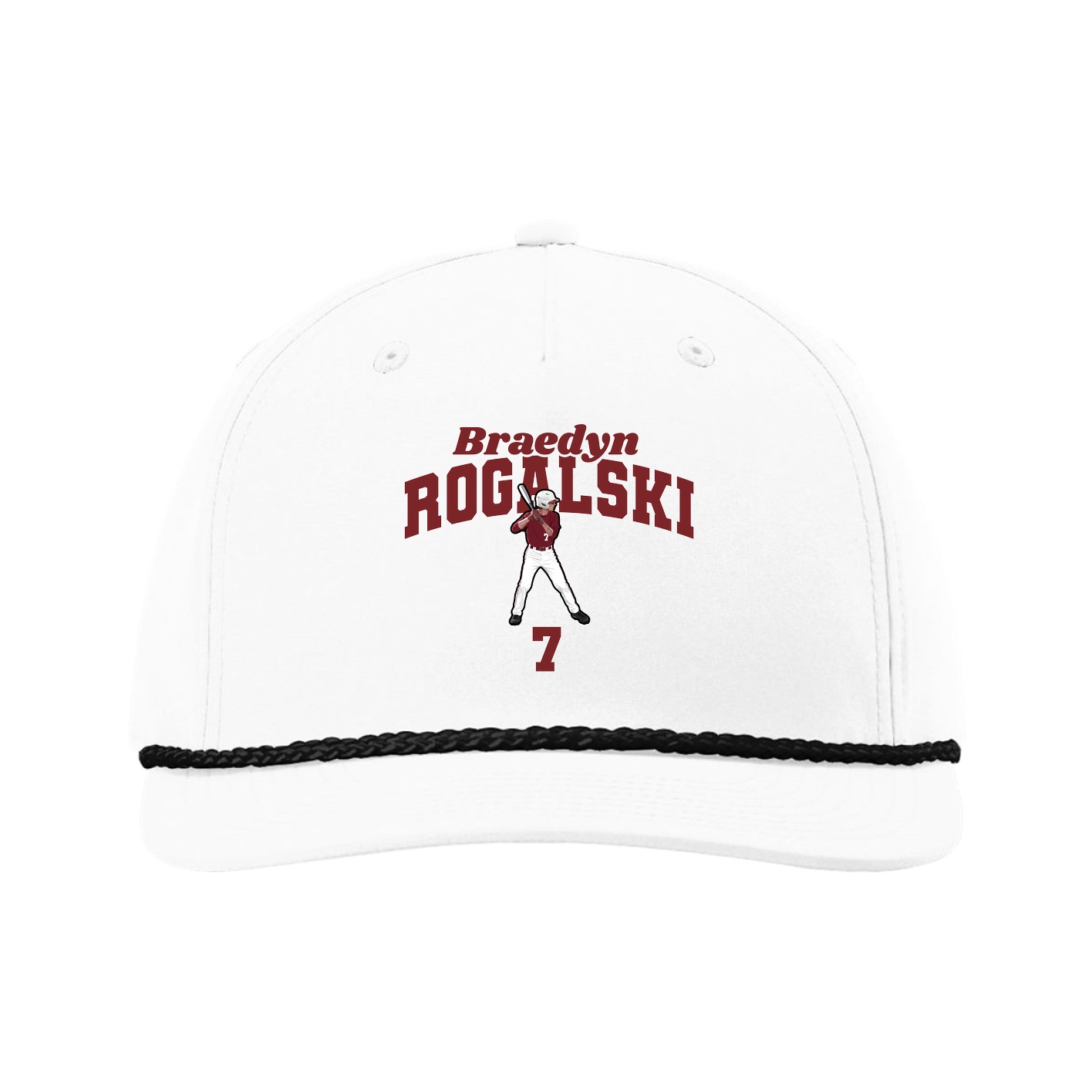 Five-Panel Classic Rope Cap — Signature Arch in White