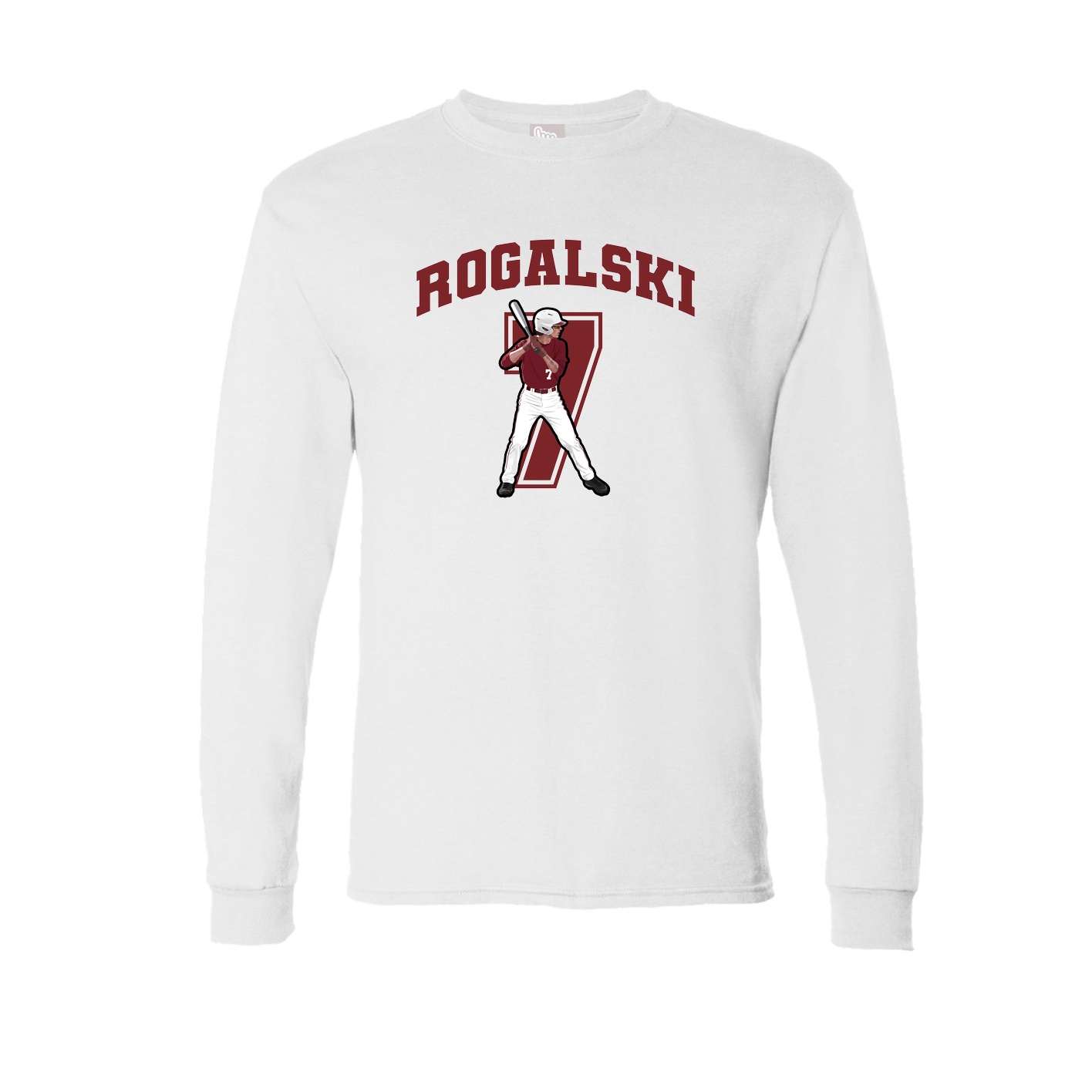 Long Sleeve Tee — Number in White