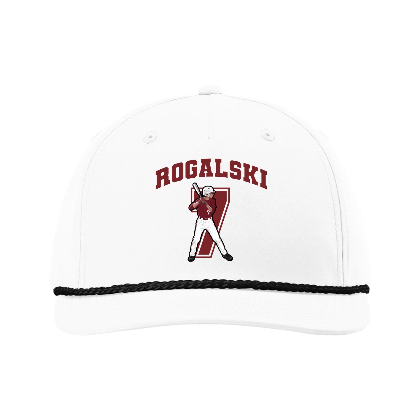 Five-Panel Classic Rope Cap — Number in White