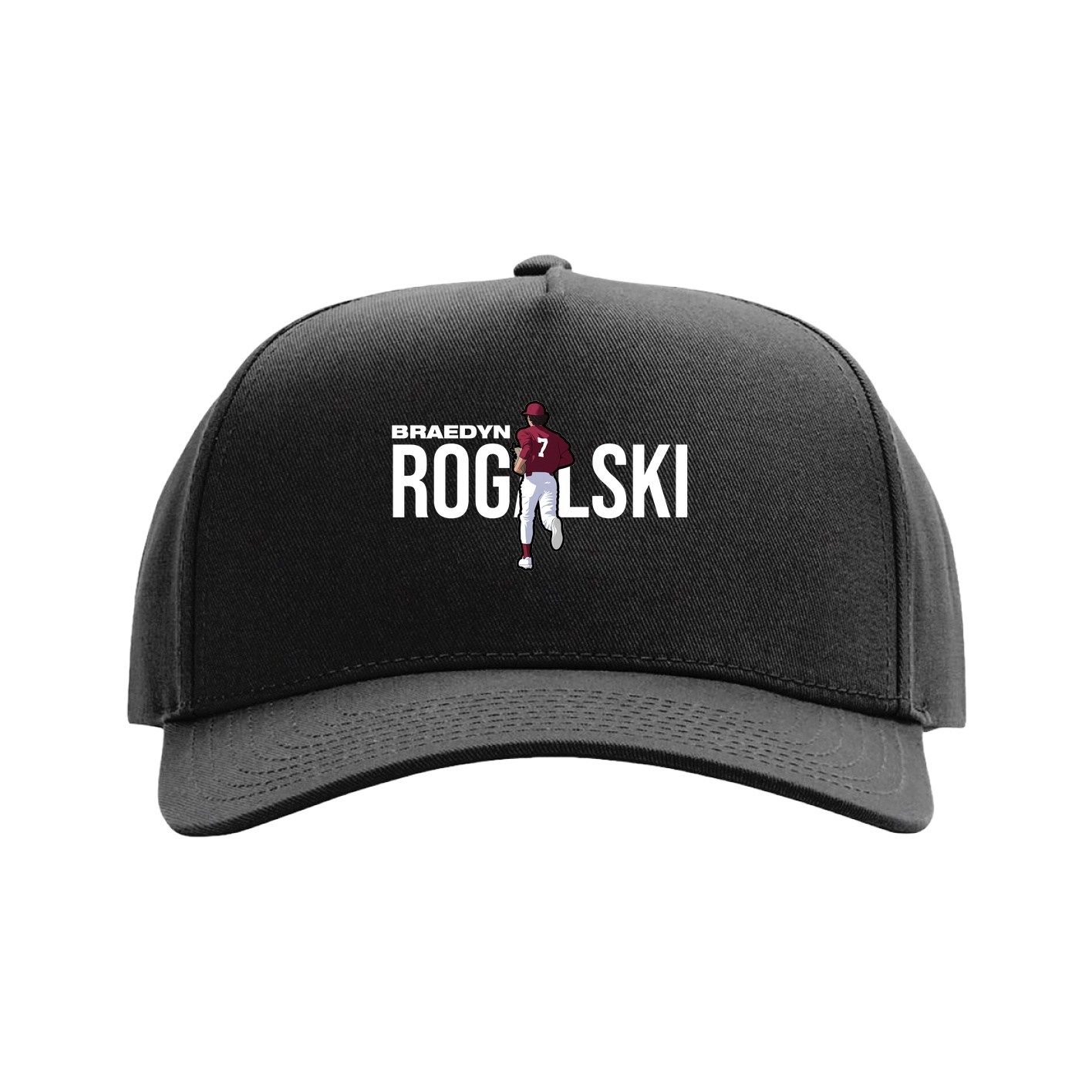 Full Fabric Five-Panel Champ Cap — Player Name in Black