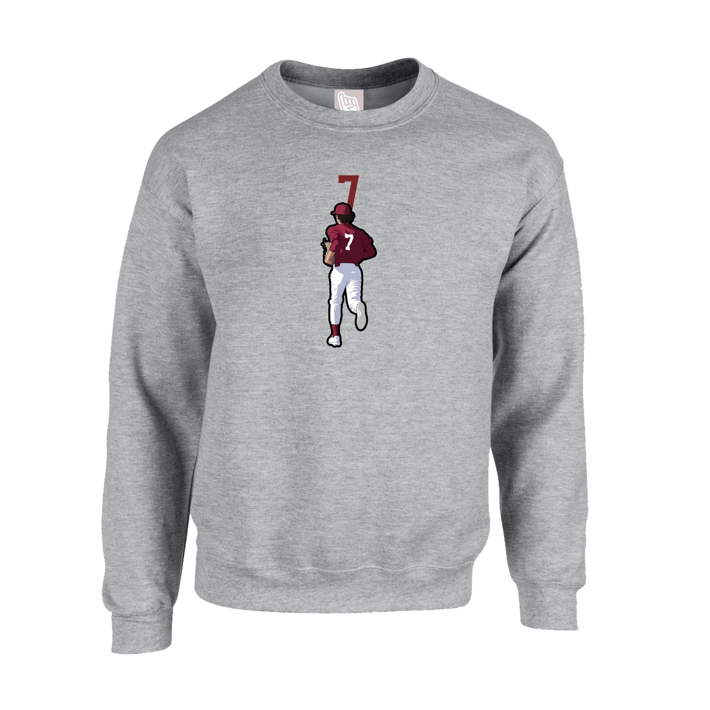 Fleece Crew — Number Top in Grey