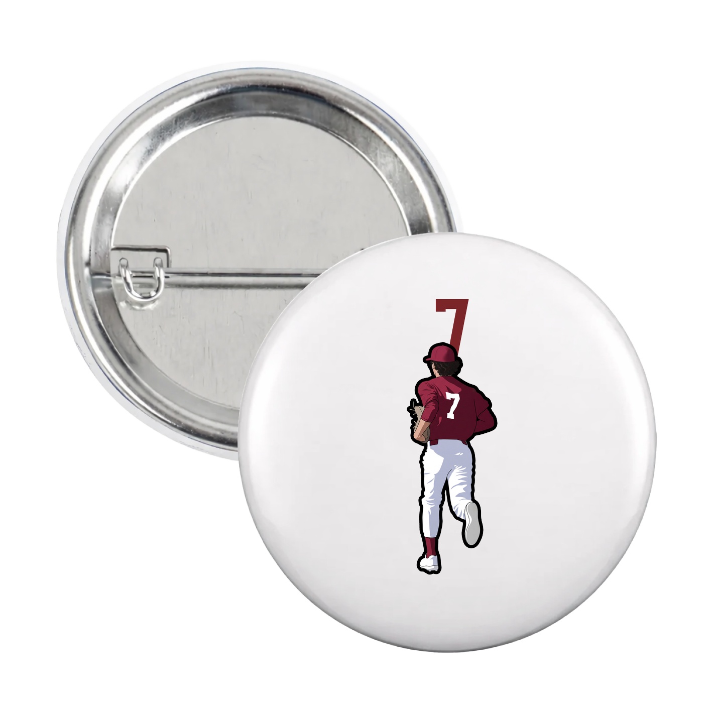Game Day Button — Number Top in White