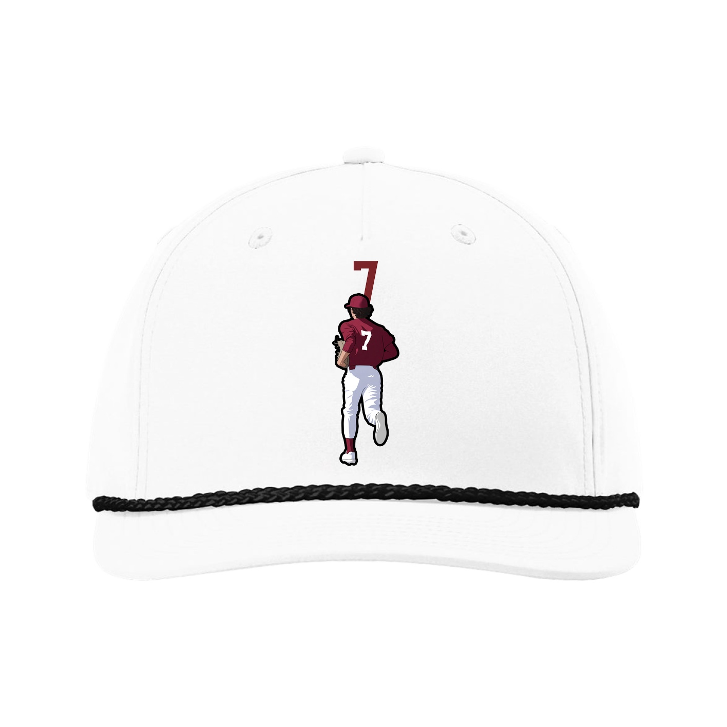 Five-Panel Classic Rope Cap — Number Top in White