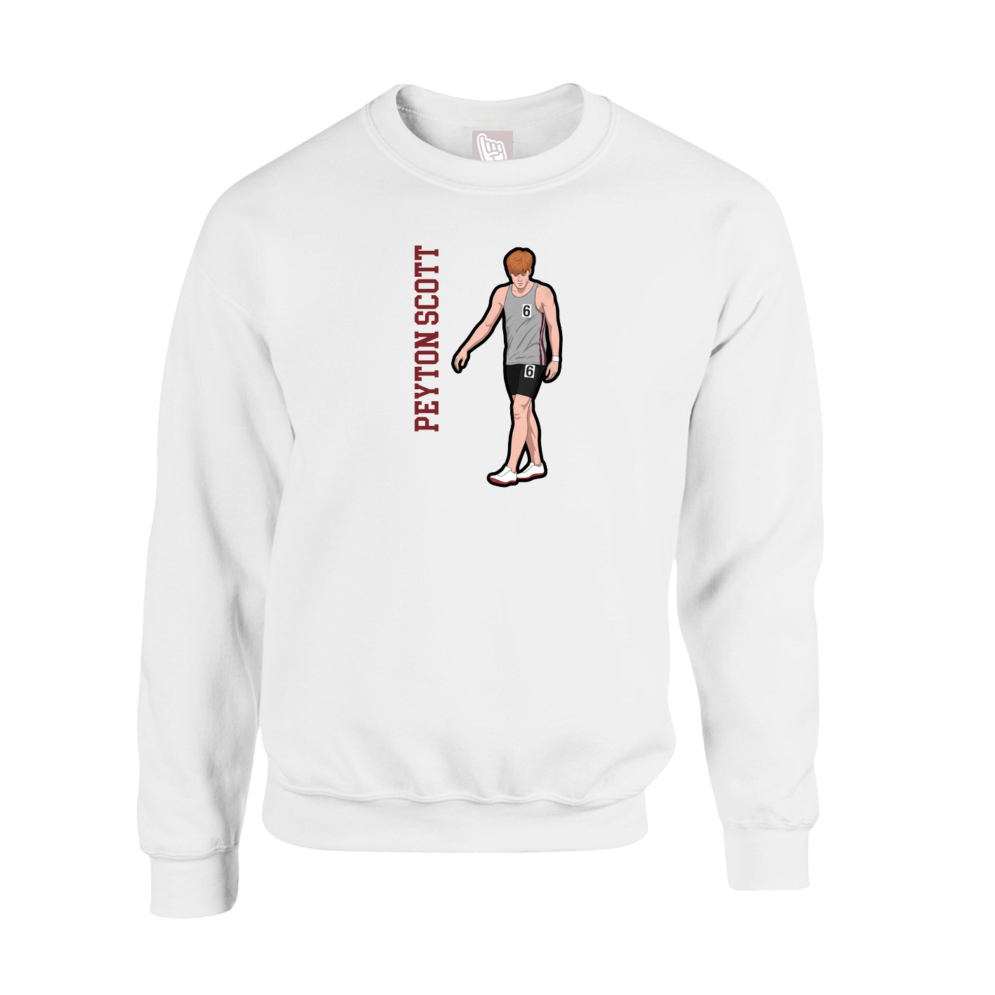 Fleece Crew — Name Vertical in White