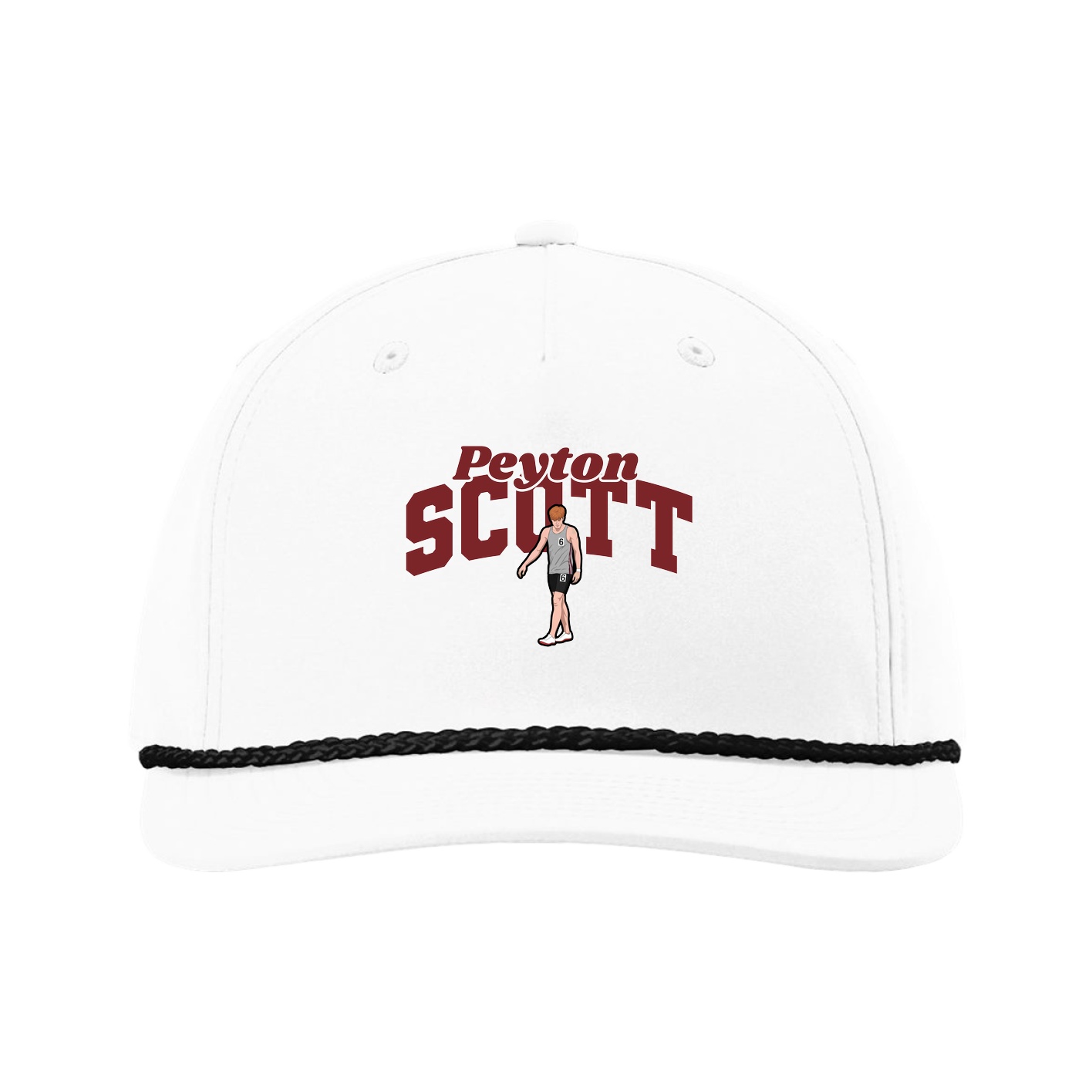 Five-Panel Classic Rope Cap — Signature Arch in White