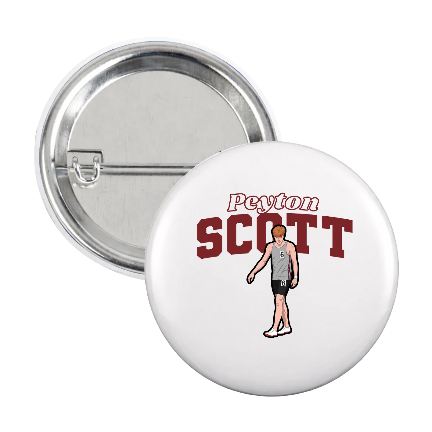 Game Day Button — Name Arch in White