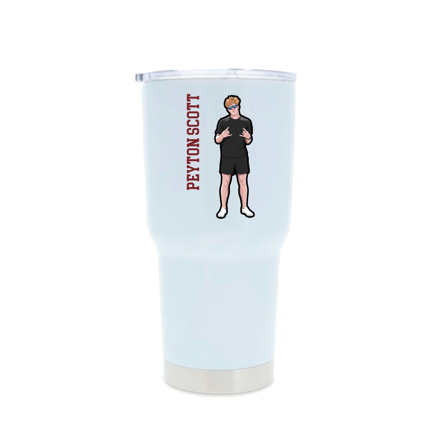 30oz Stainless Steel Tumbler — Name Vertical in White