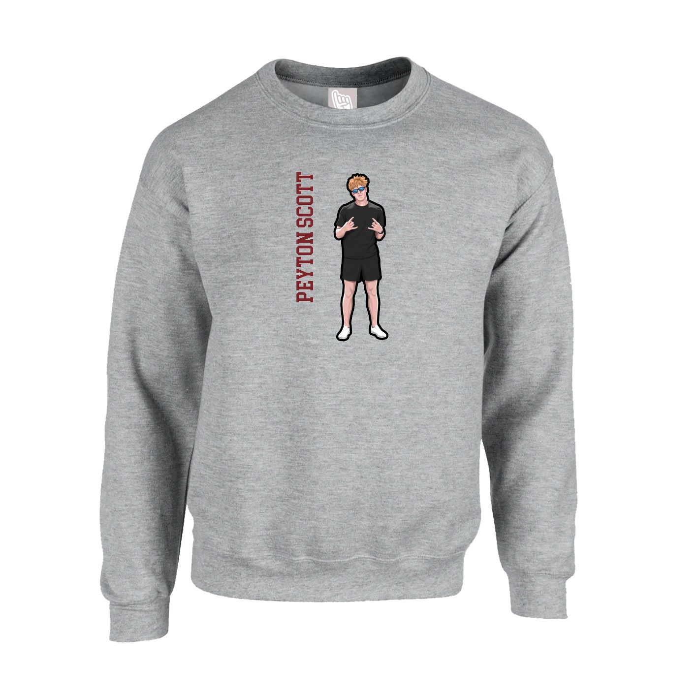 Fleece Crew — Name Vertical in Grey