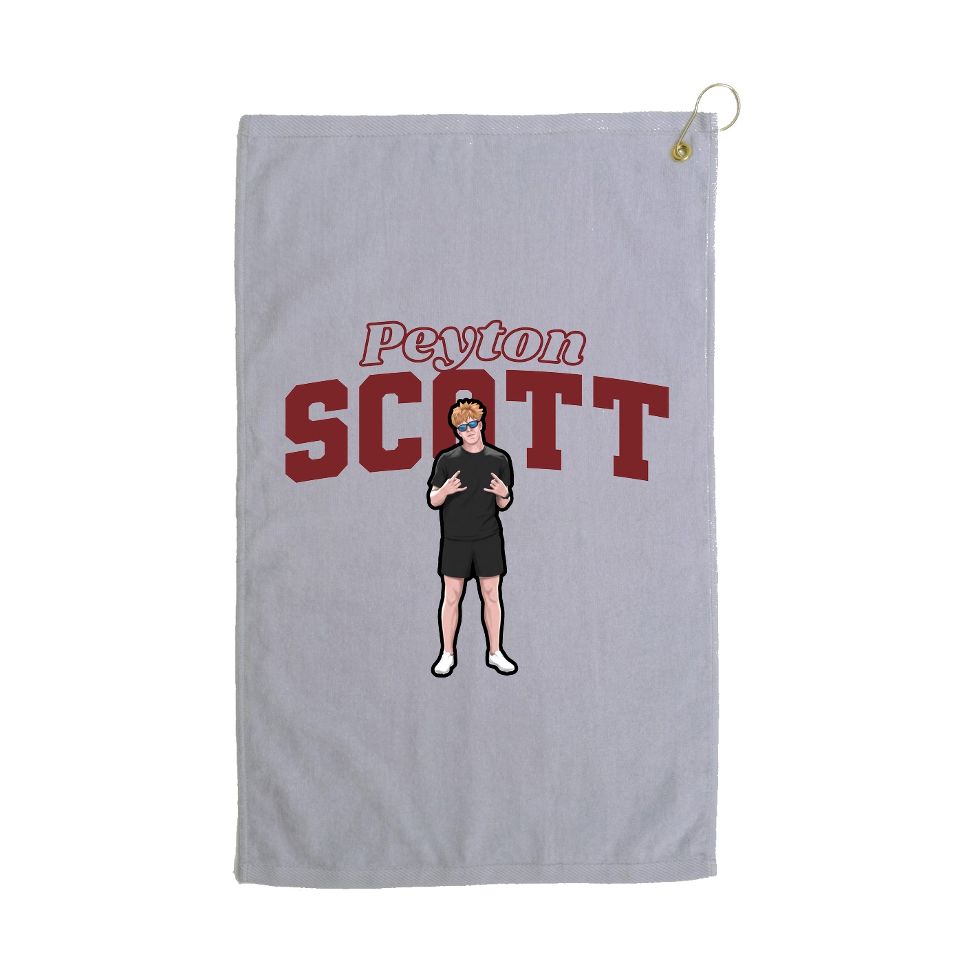 Golf Towel — Name Arch in Grey