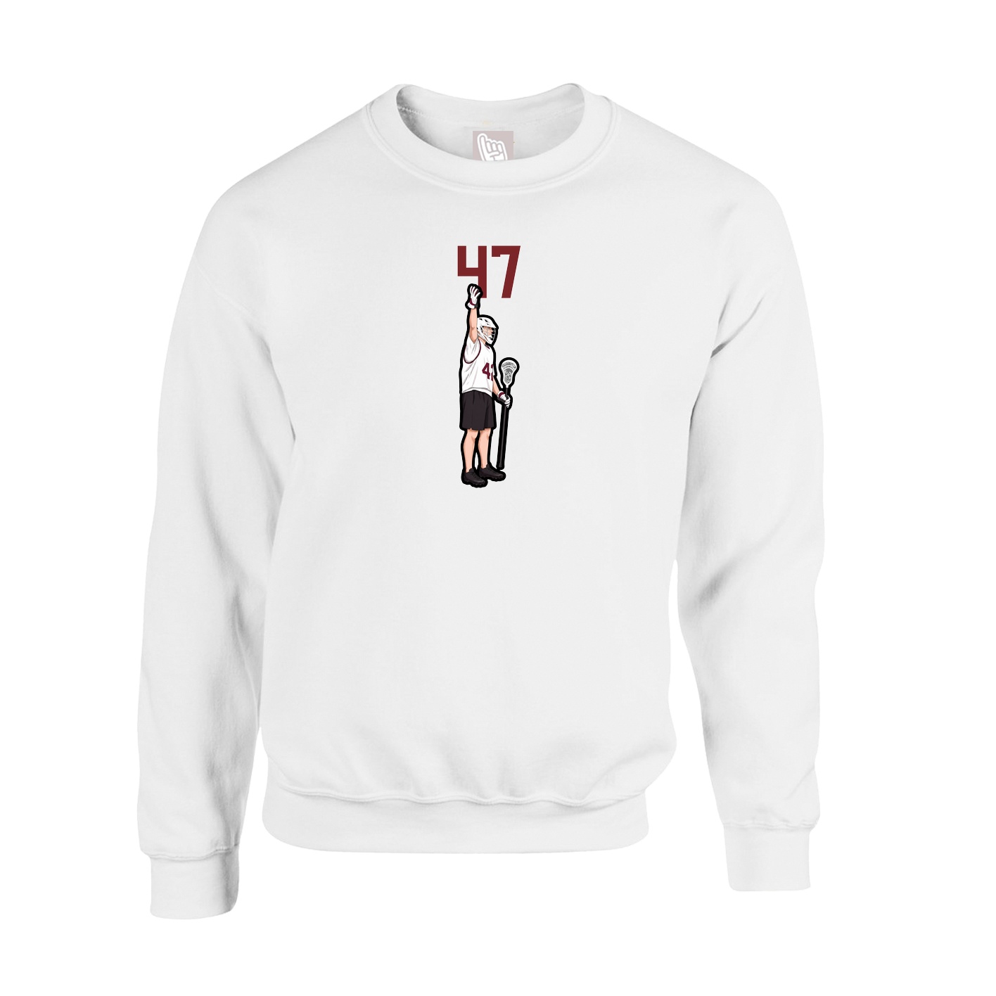 Fleece Crew — Number Top in White
