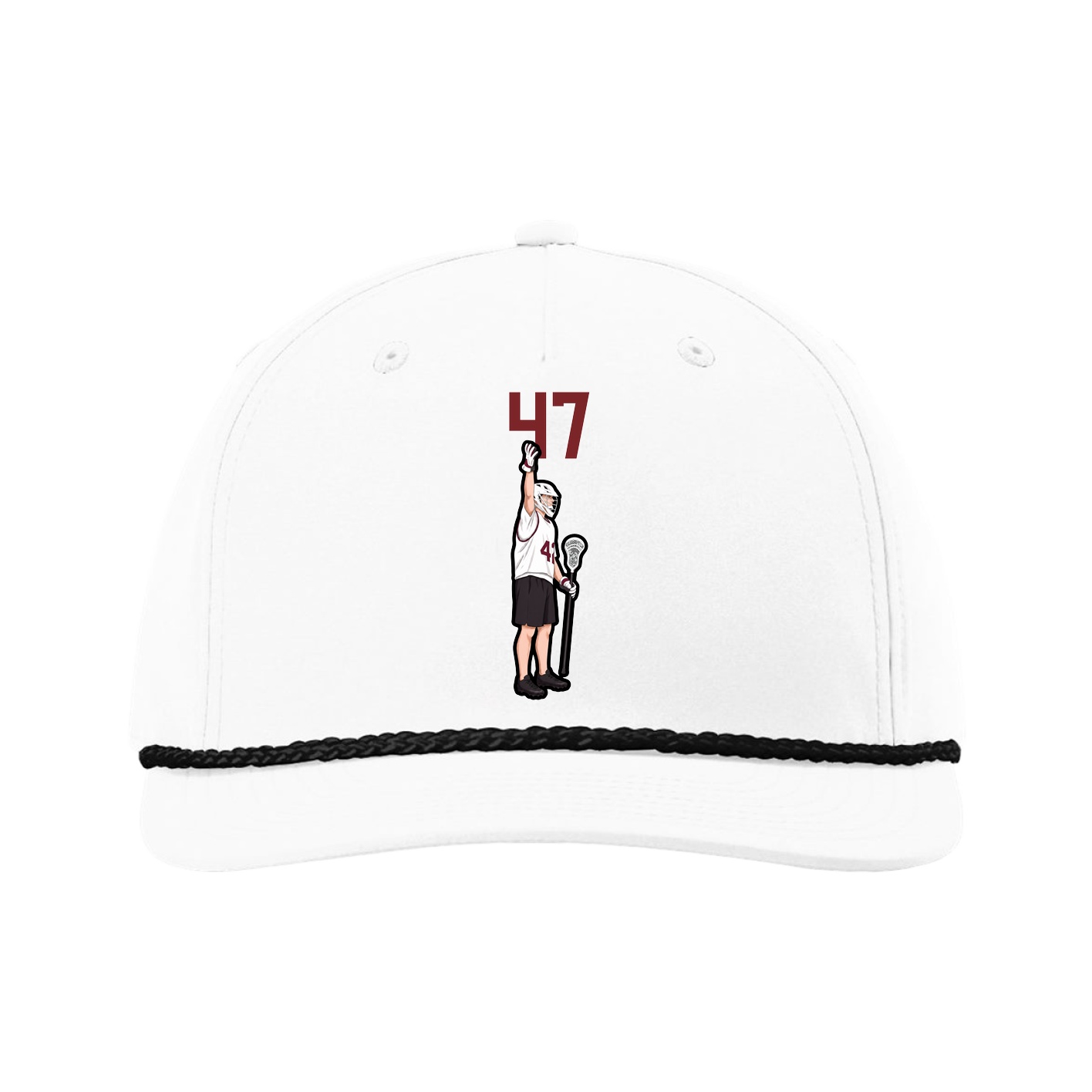 Five-Panel Classic Rope Cap — Number Top in White