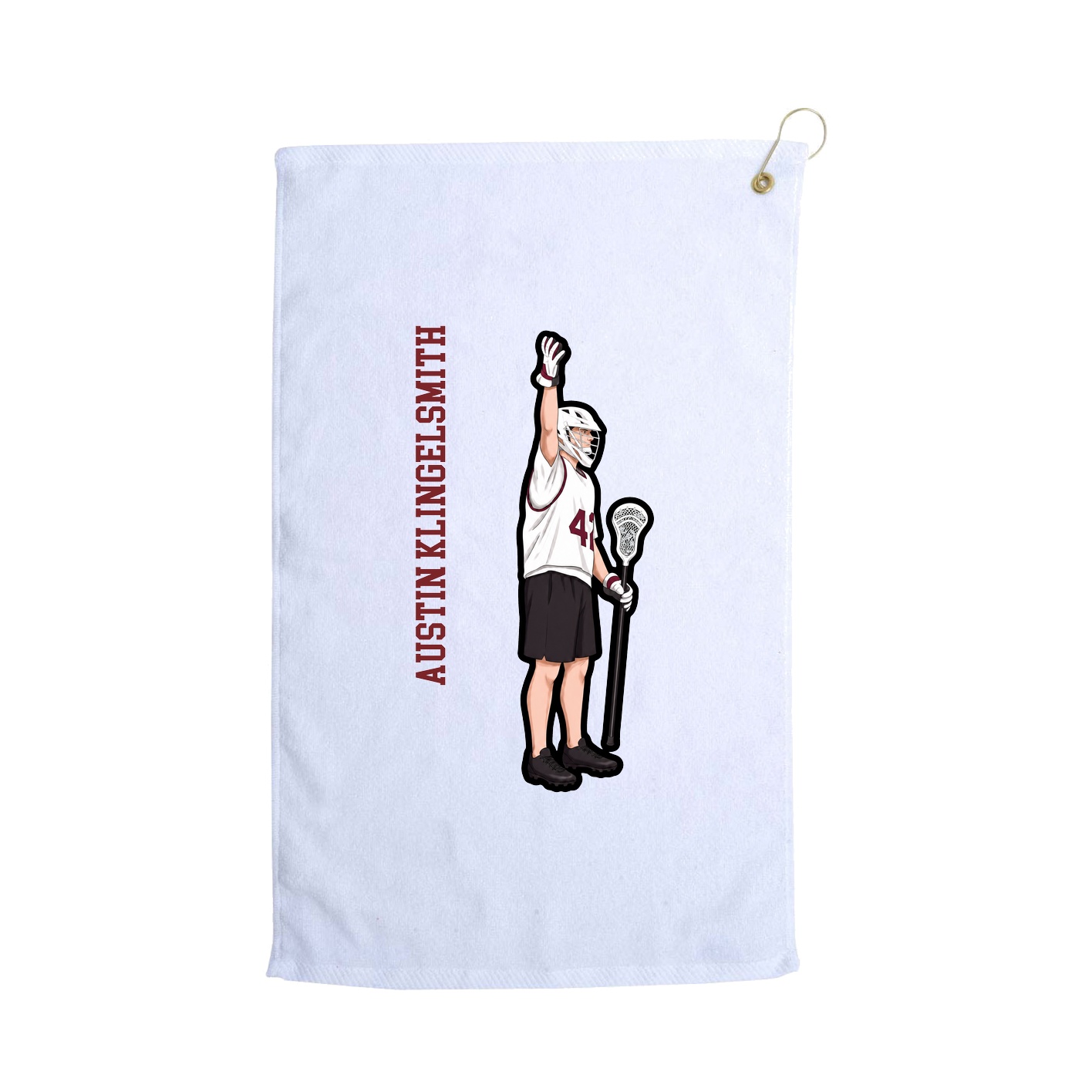 Golf Towel — Name Vertical in White