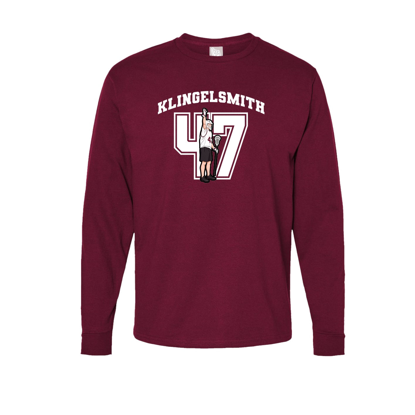 Long Sleeve Tee — Number in Cardinal