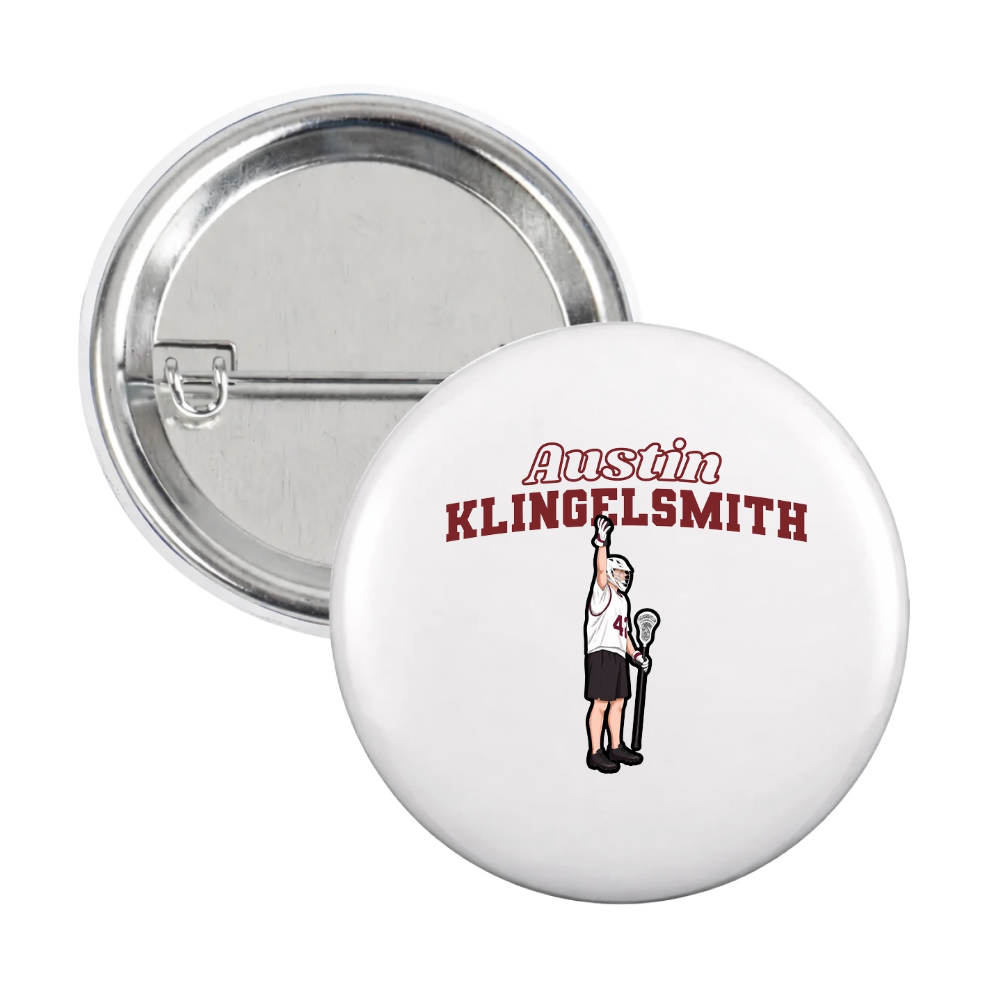 Game Day Button — Name Arch in White