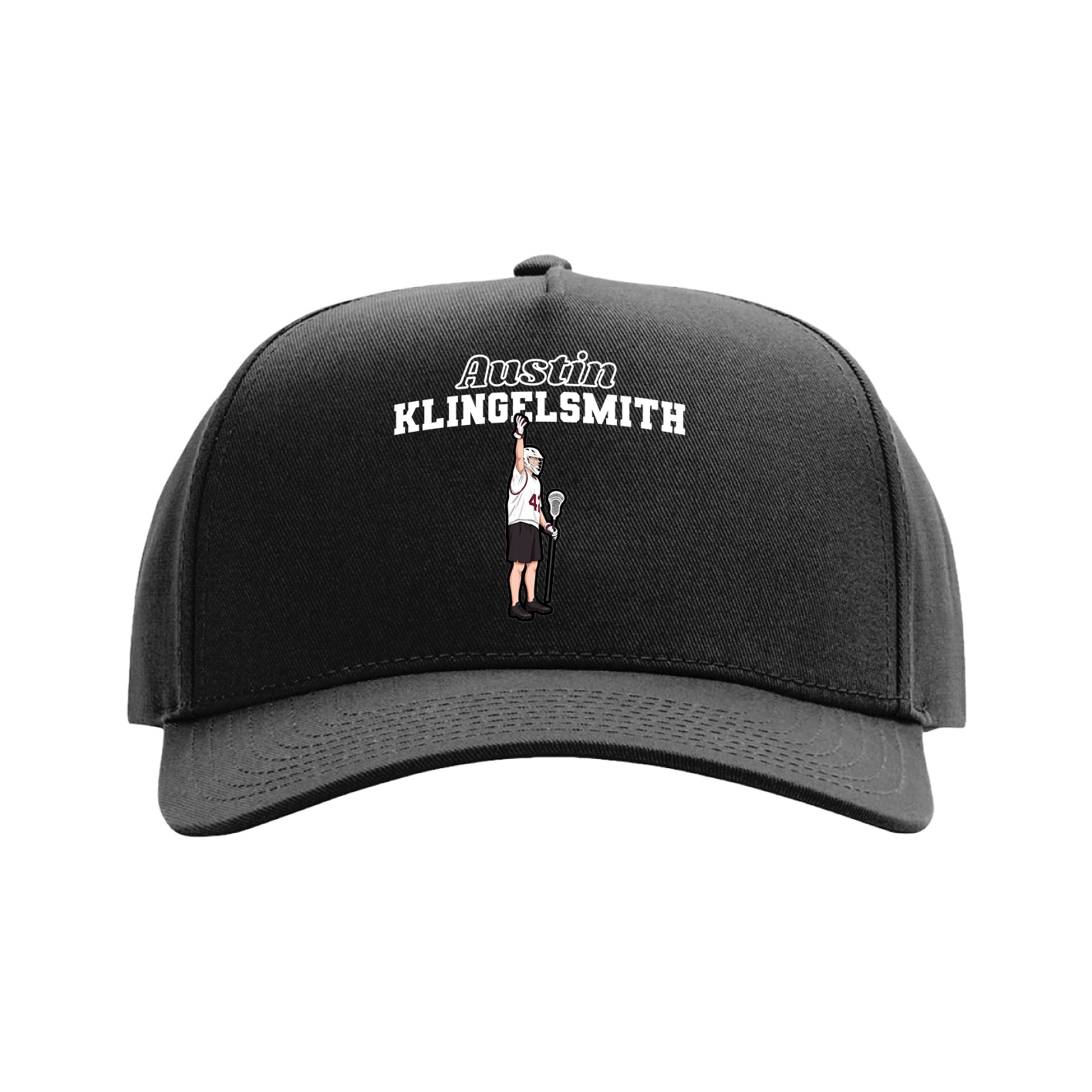 Full Fabric Five-Panel Champ Cap — Name Arch in Black