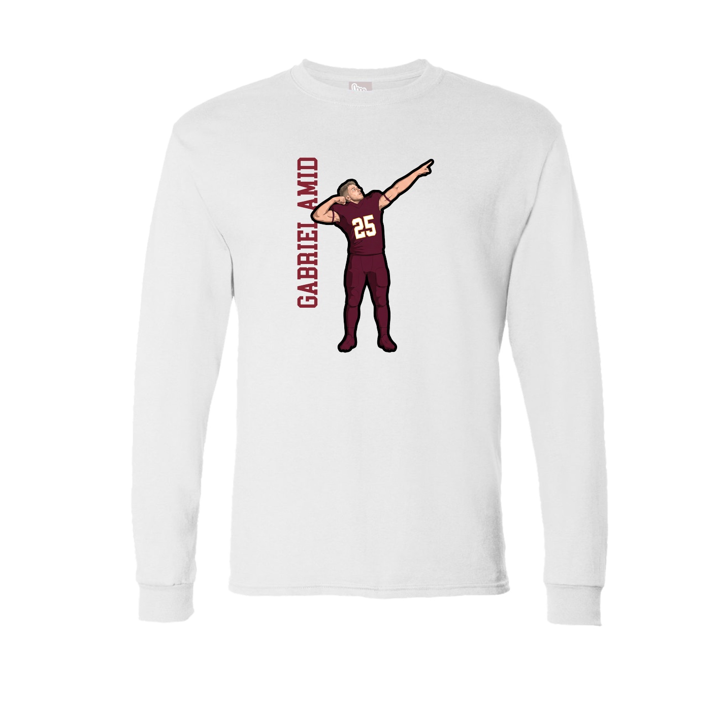 Long Sleeve Tee — Name Vertical in White