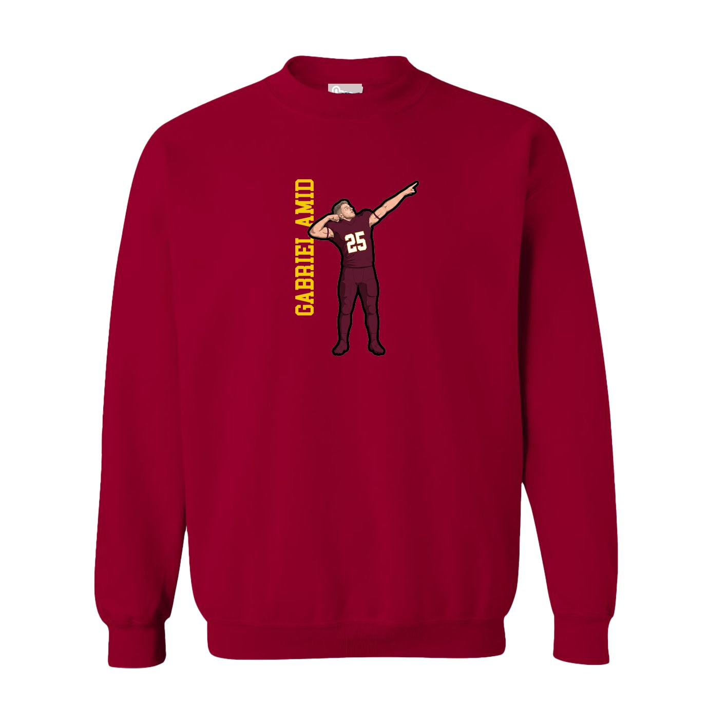 Fleece Crew — Name Vertical in Cardinal