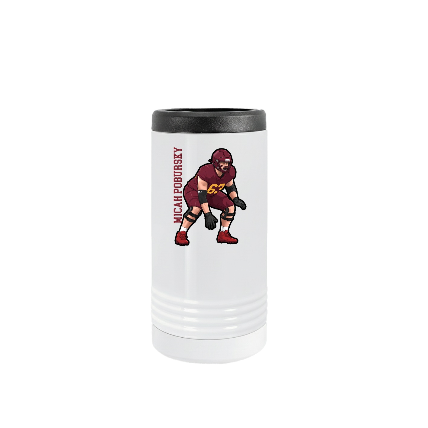 Slim Beverage Holder — Name Vertical in White