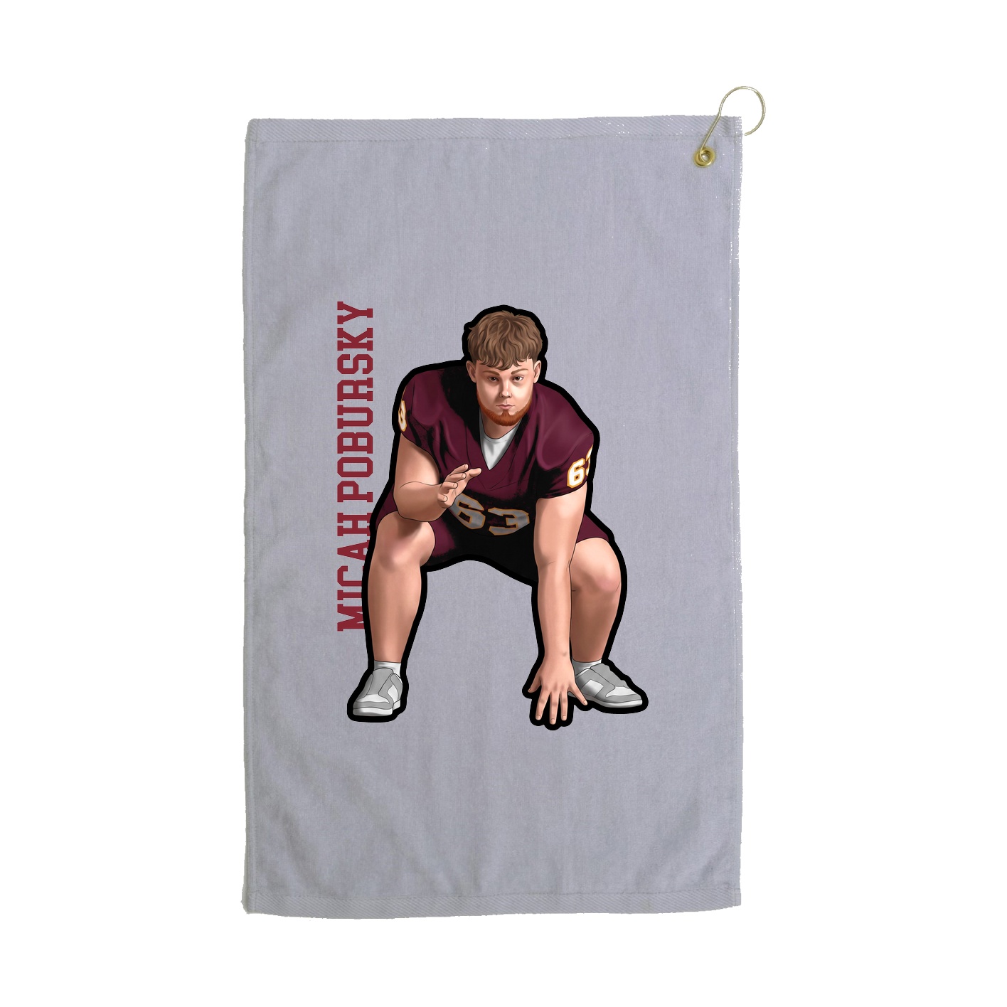 Golf Towel — Name Vertical in Grey