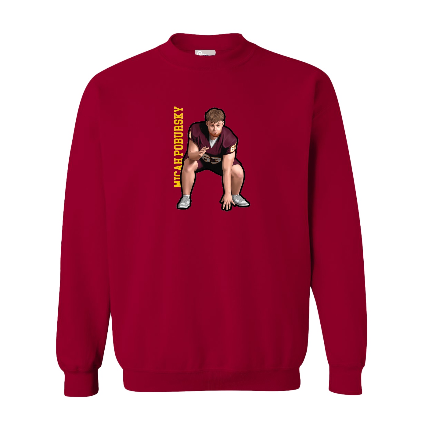 Fleece Crew — Name Vertical in Cardinal