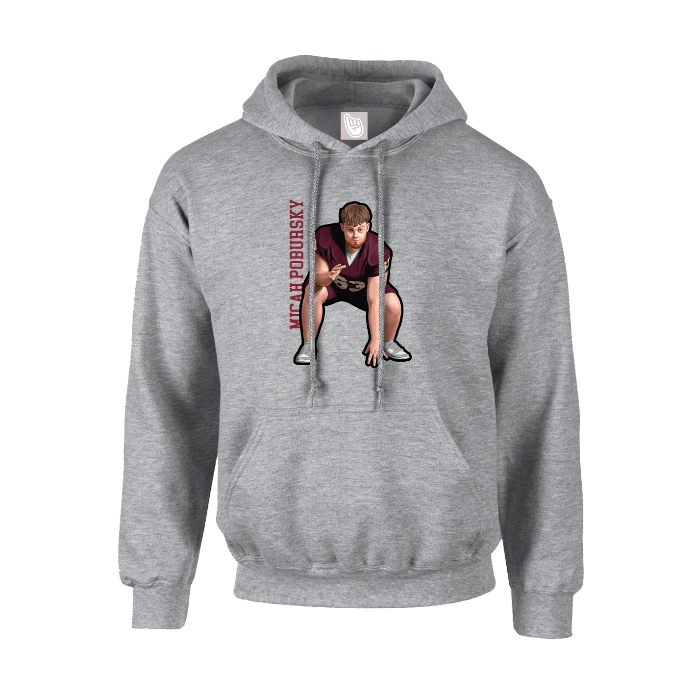 Youth Hoodie — Name Vertical in Grey