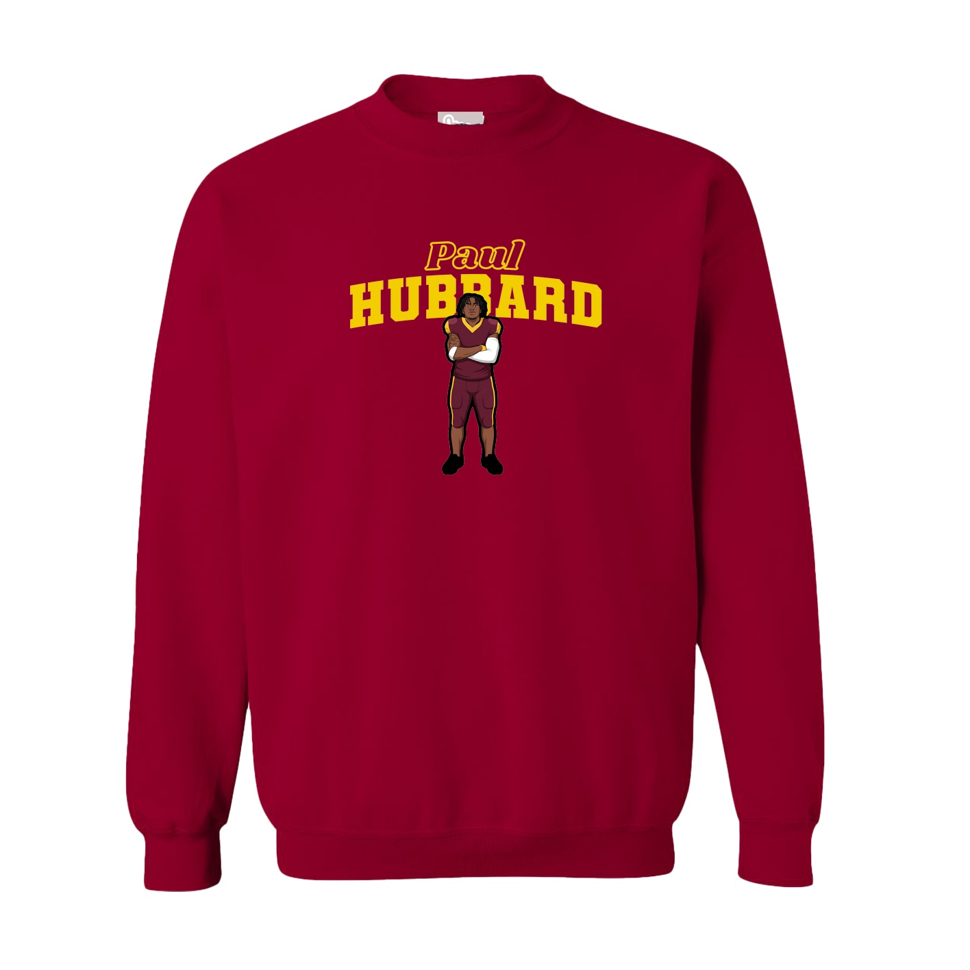 Fleece Crew — Name Arch in Cardinal