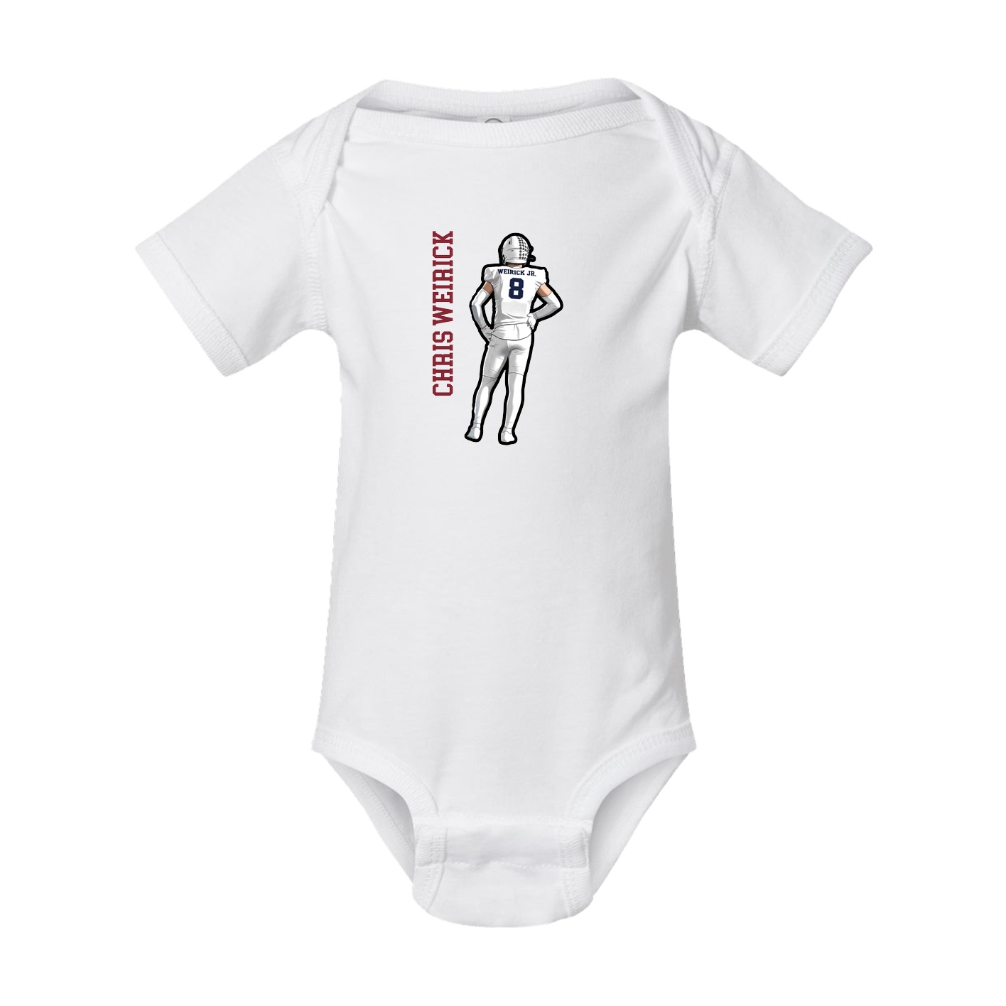Baby Onesie — Name Vertical in White
