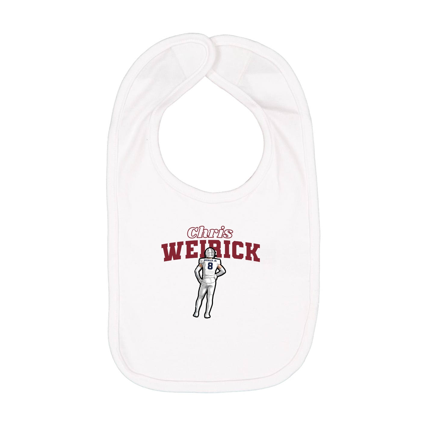 Infant Bib — Name Arch in White