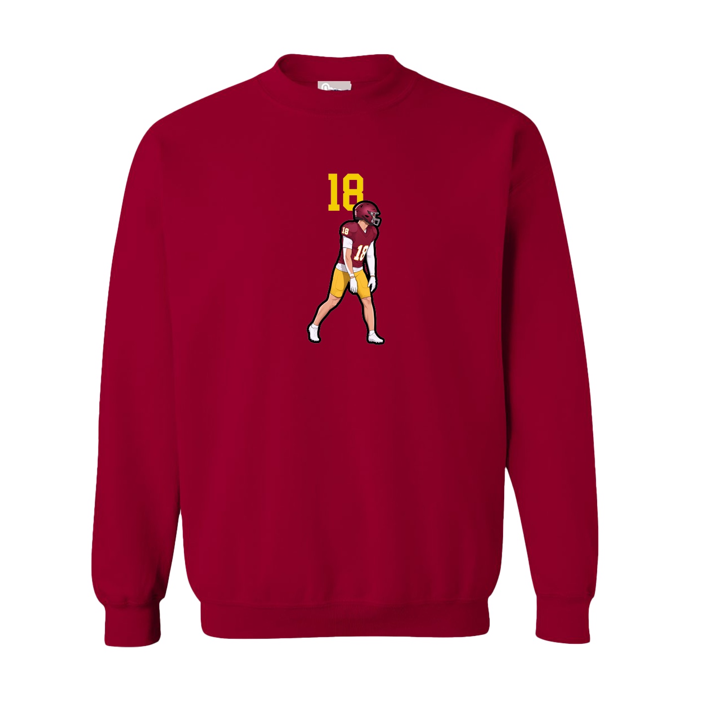 Fleece Crew — Number Top in Cardinal