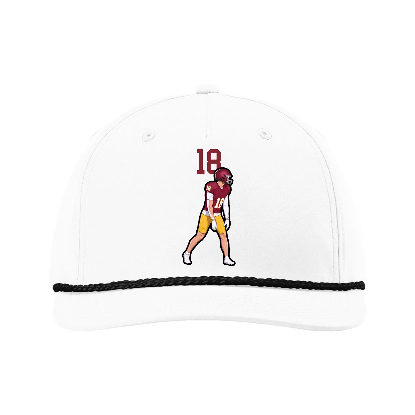 Five-Panel Classic Rope Cap — Number Top in White