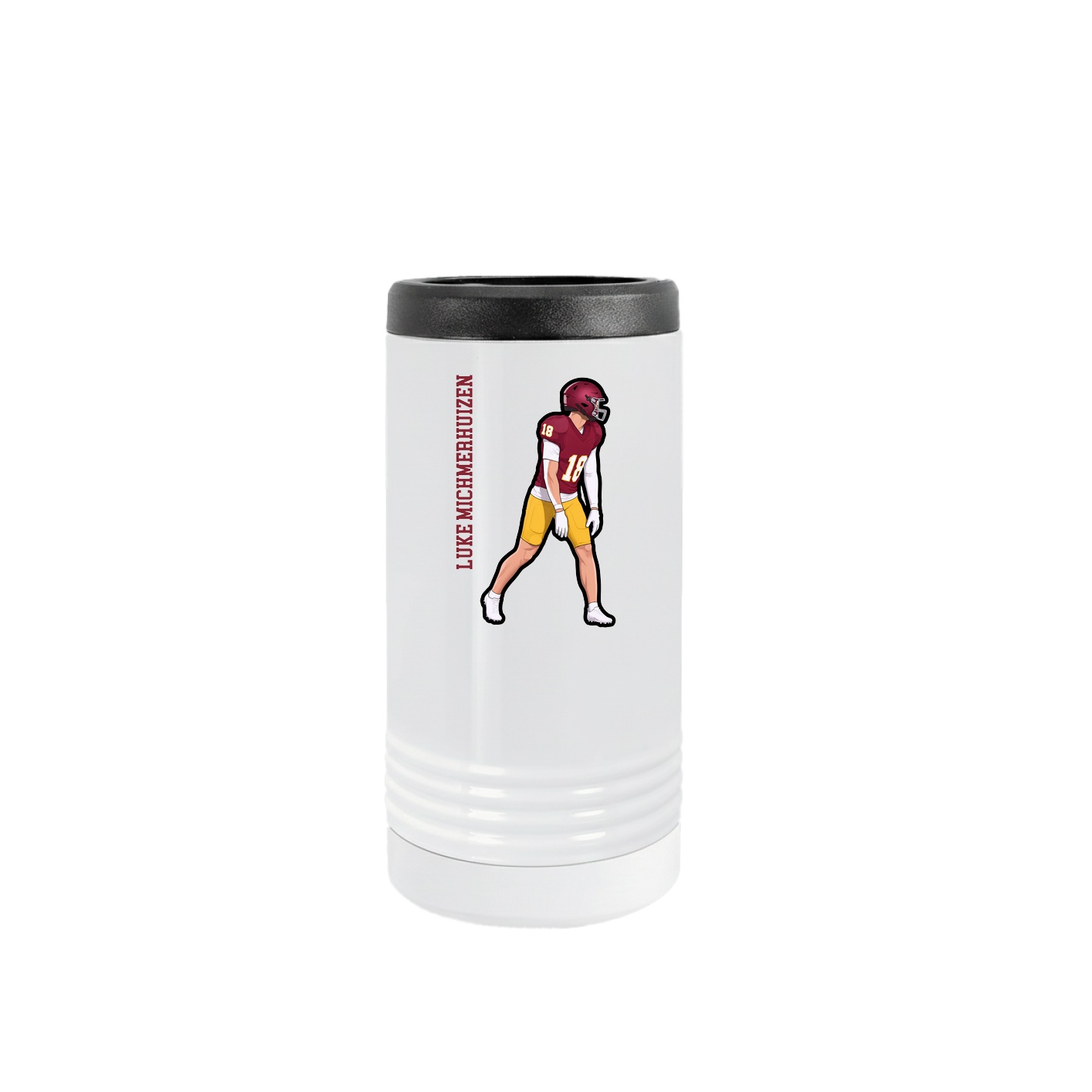 Slim Beverage Holder — Name Vertical in White