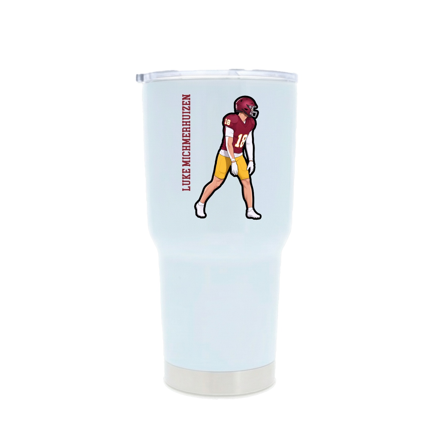 30oz Stainless Steel Tumbler — Name Vertical in White