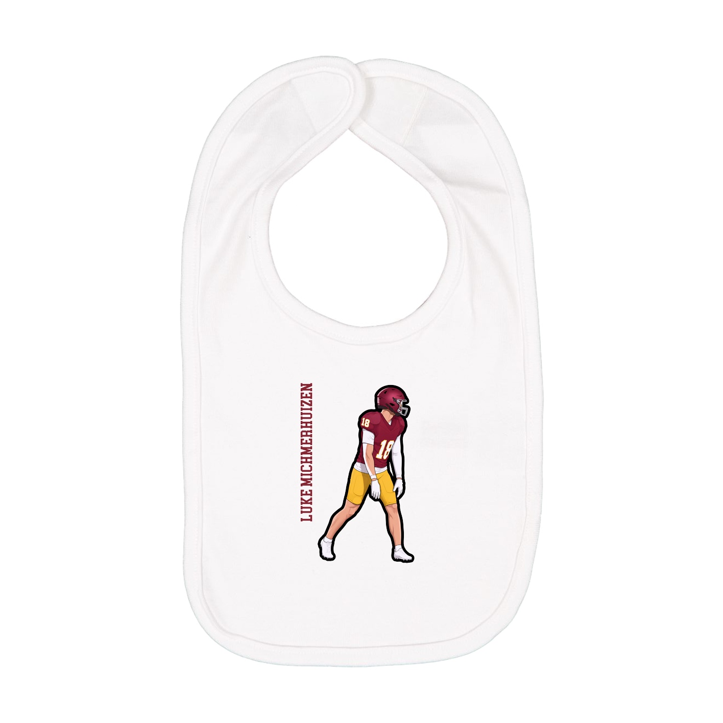 Infant Bib — Name Vertical in White