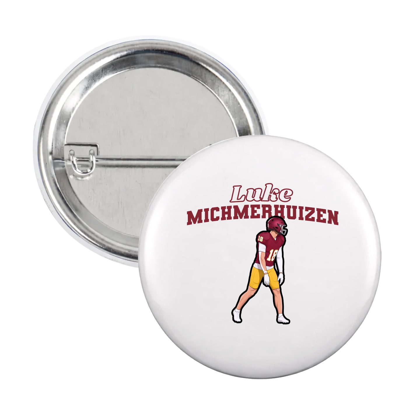 Game Day Button — Name Arch in White