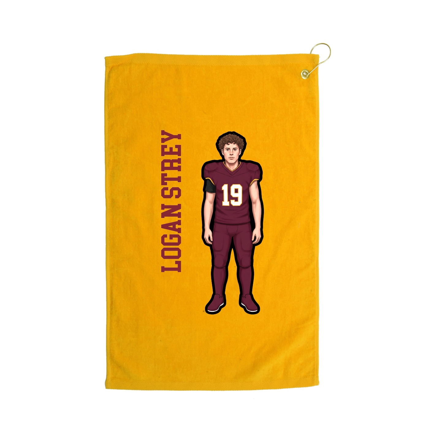 Golf Towel — Name Vertical in Gold