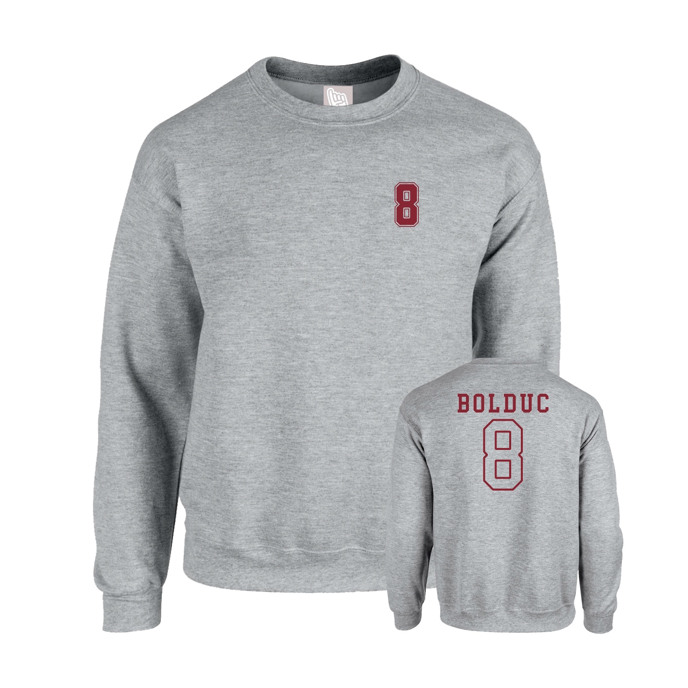 Fleece Crew — Chest Back in Grey