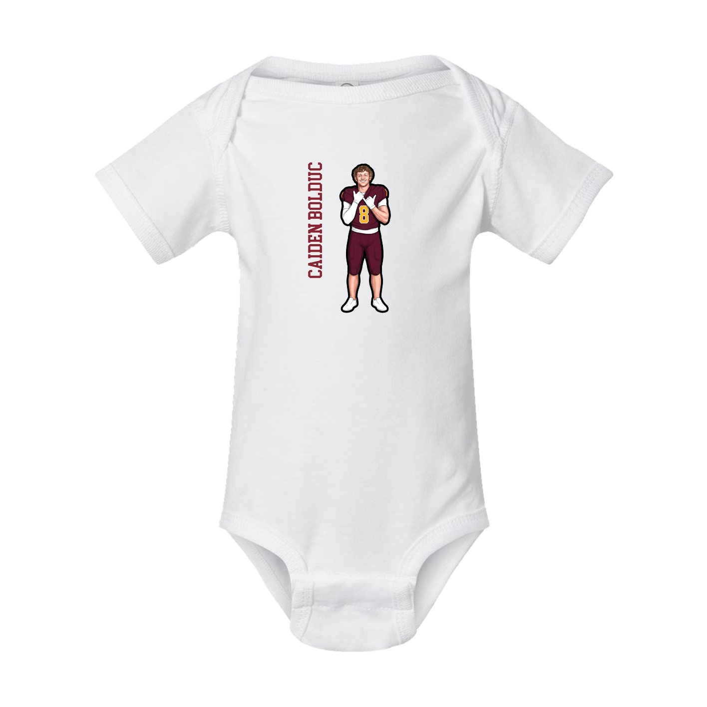 Baby Onesie — Name Vertical in White