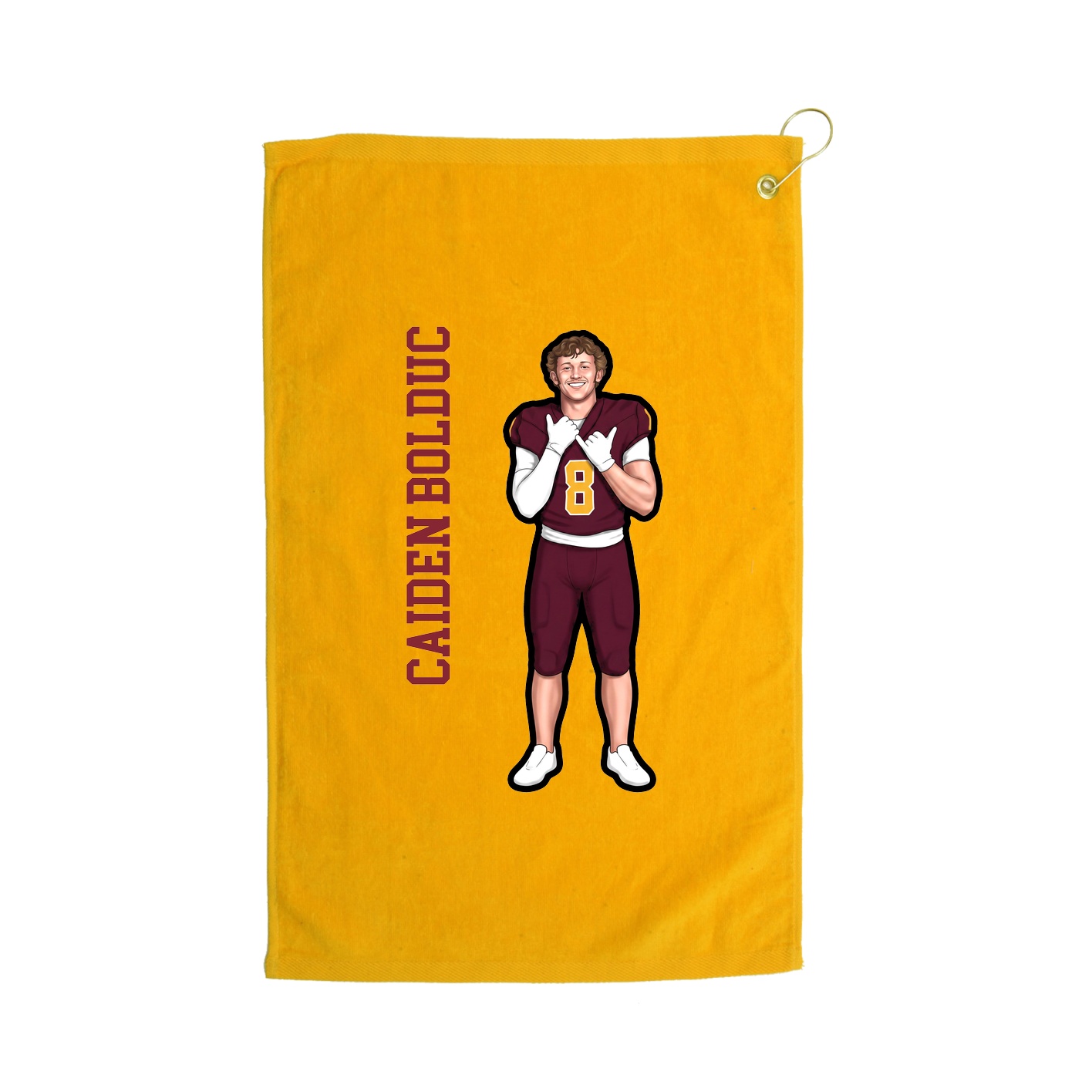 Golf Towel — Name Vertical in Gold