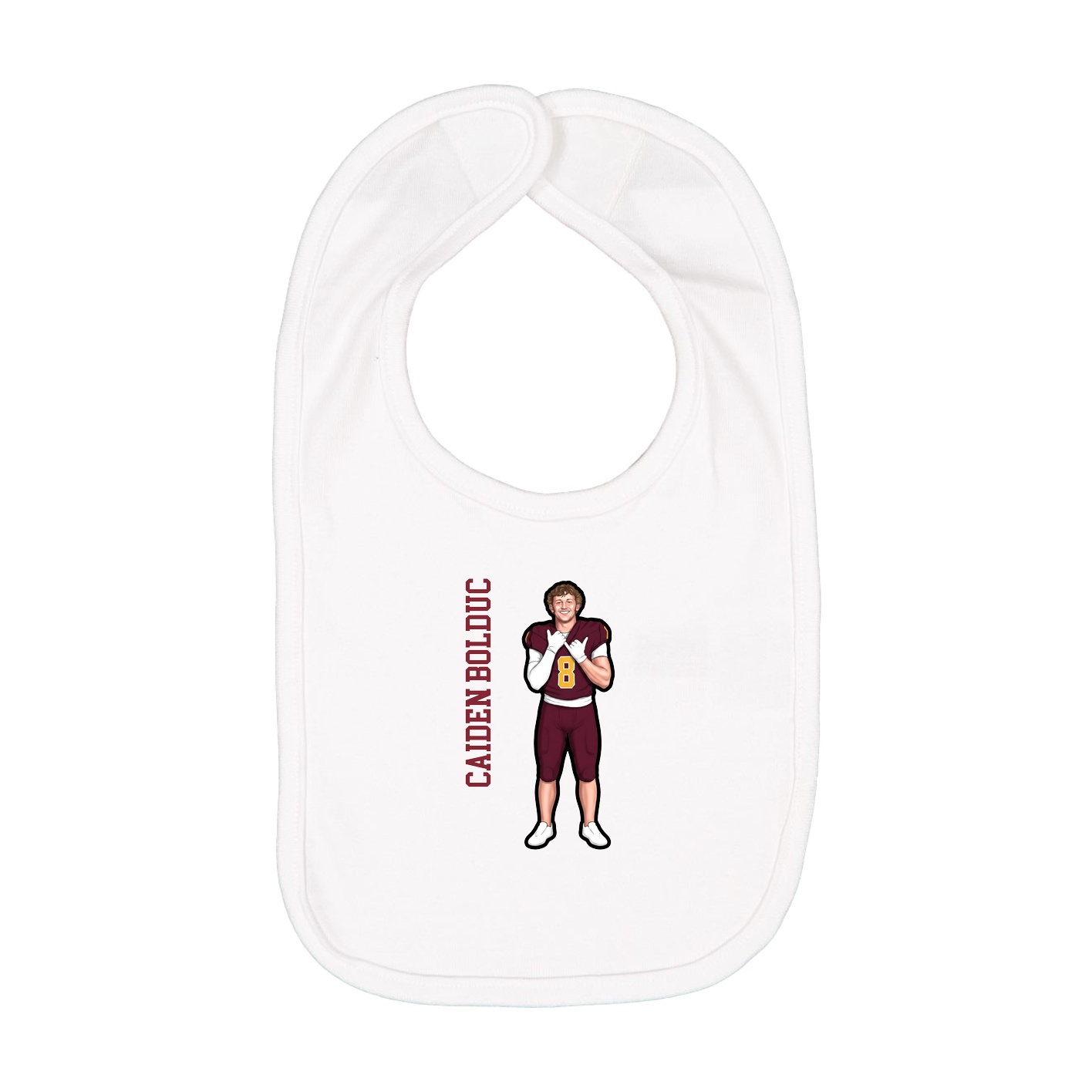 Infant Bib — Name Vertical in White