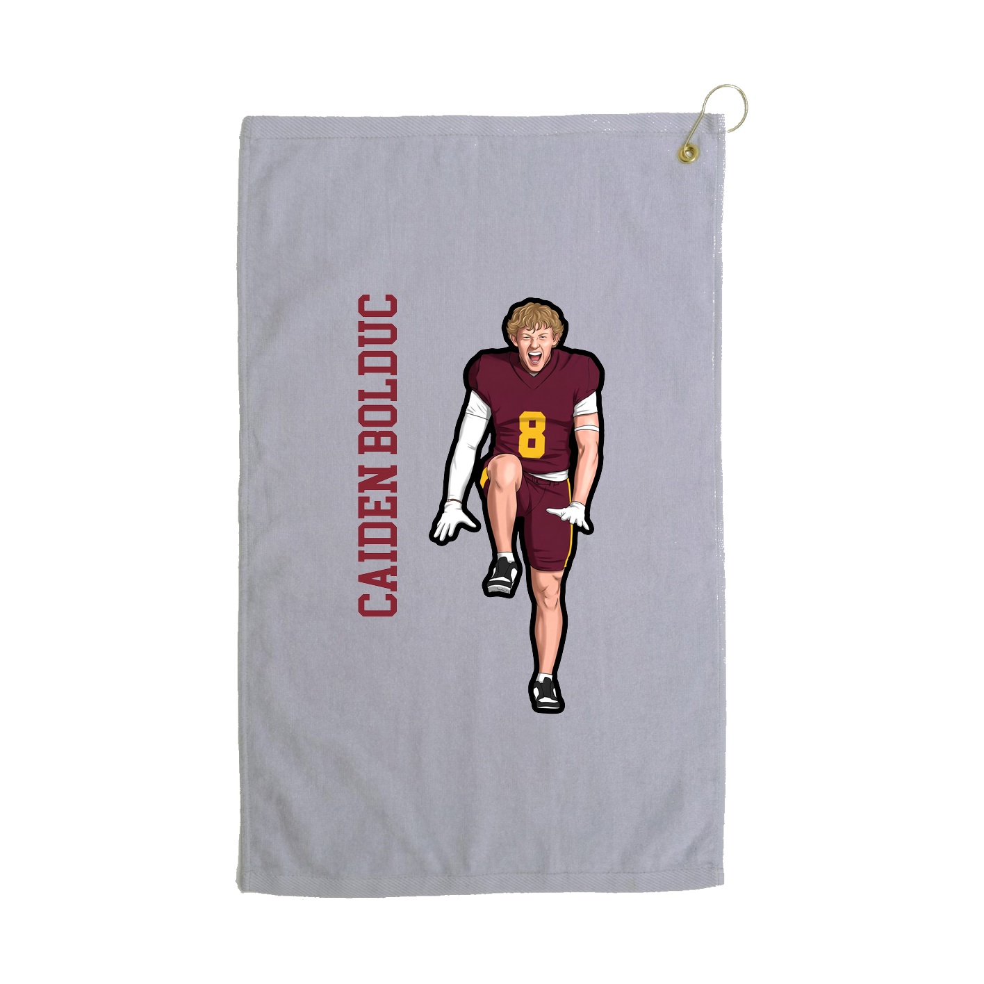 Golf Towel — Name Vertical in Grey