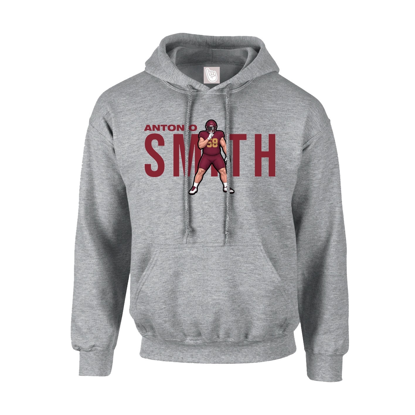 Hoodie — Player Name in Grey