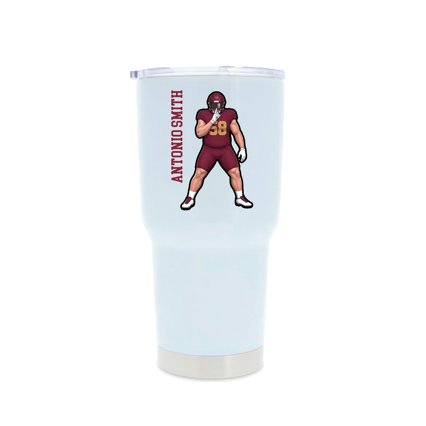 30oz Stainless Steel Tumbler — Name Vertical in White