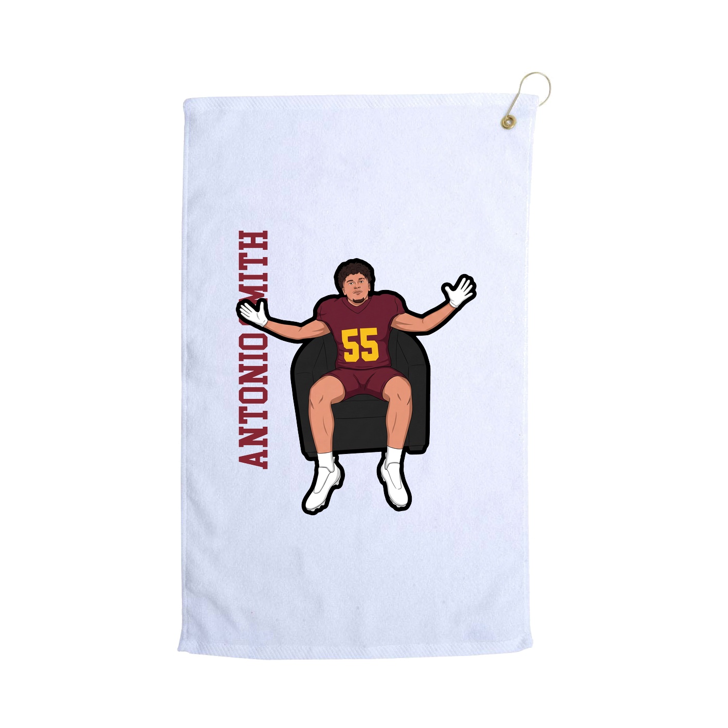 Golf Towel — Name Vertical in White