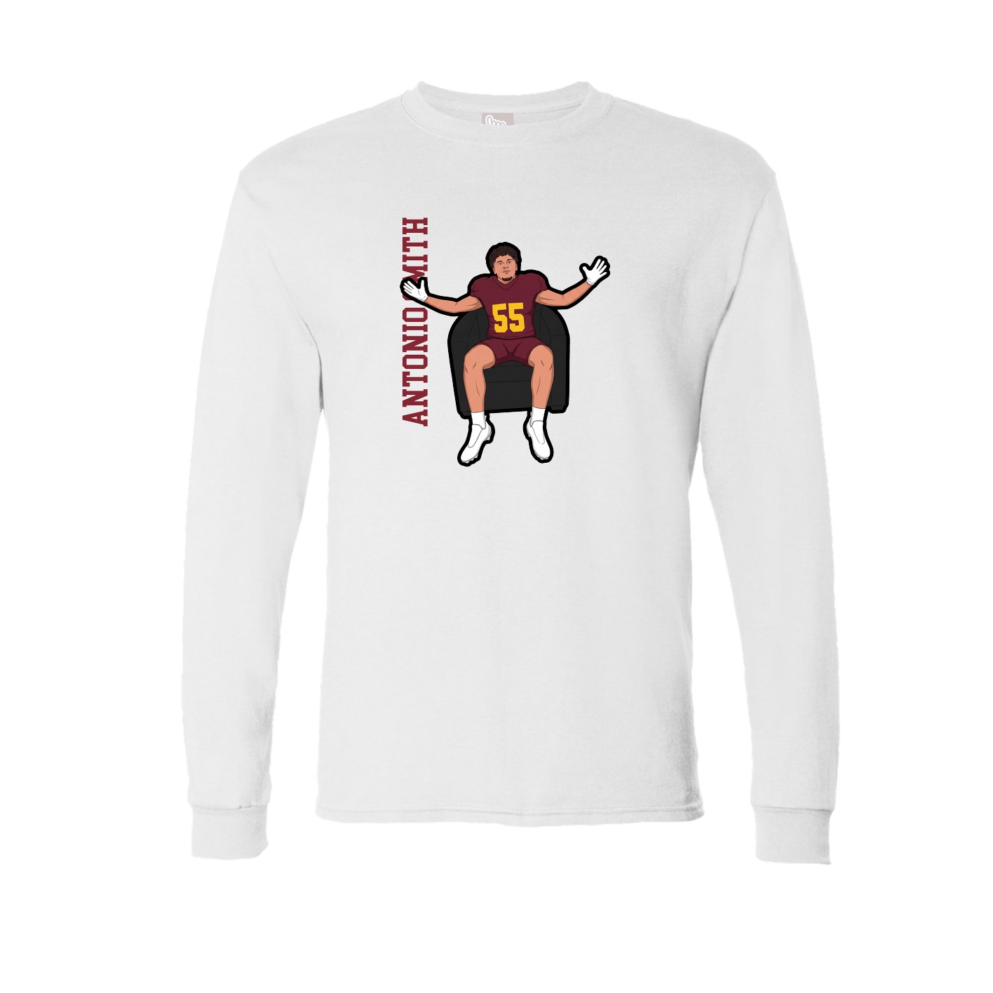Long Sleeve Tee — Name Vertical in White