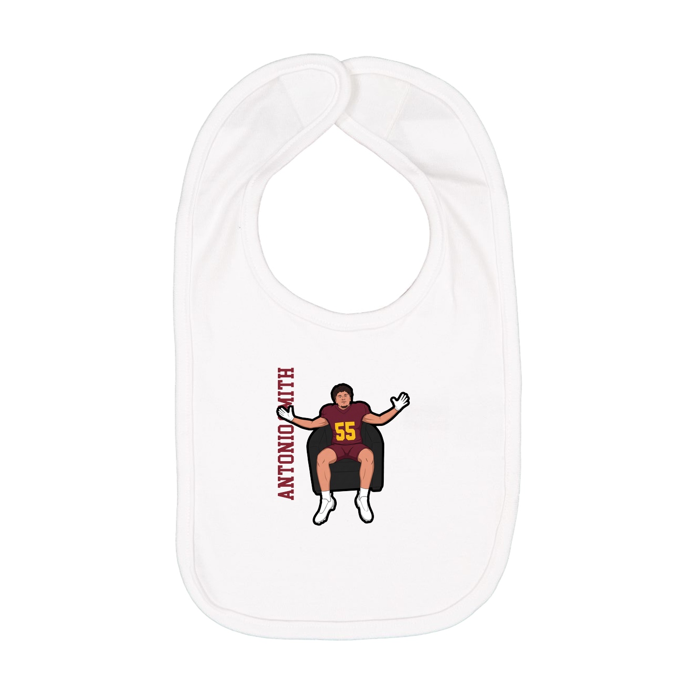 Infant Bib — Name Vertical in White
