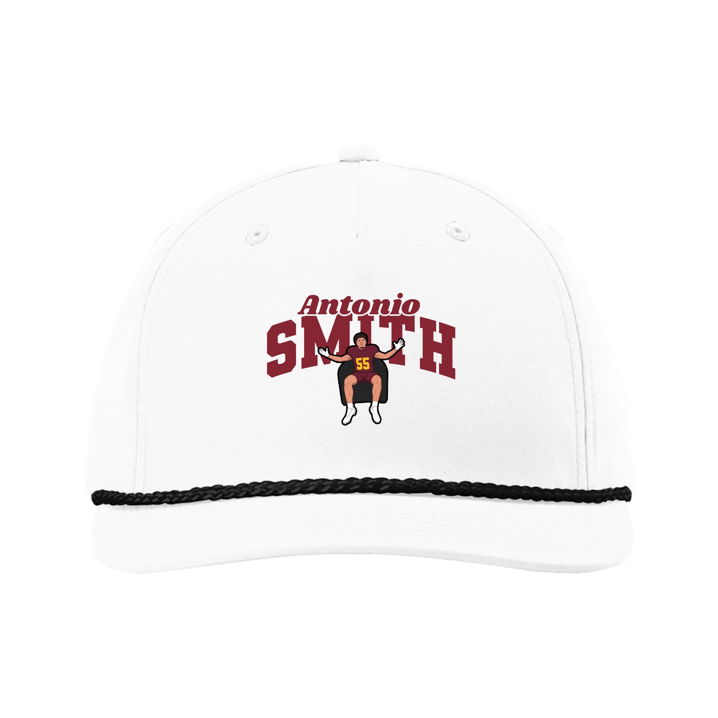 Five-Panel Classic Rope Cap — Signature Arch in White
