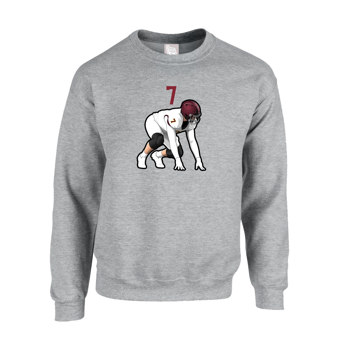 Fleece Crew — Number Top in Grey